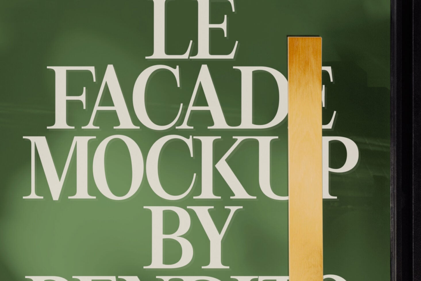 Cream text layout on muted sage green with natural wood tone accent bar