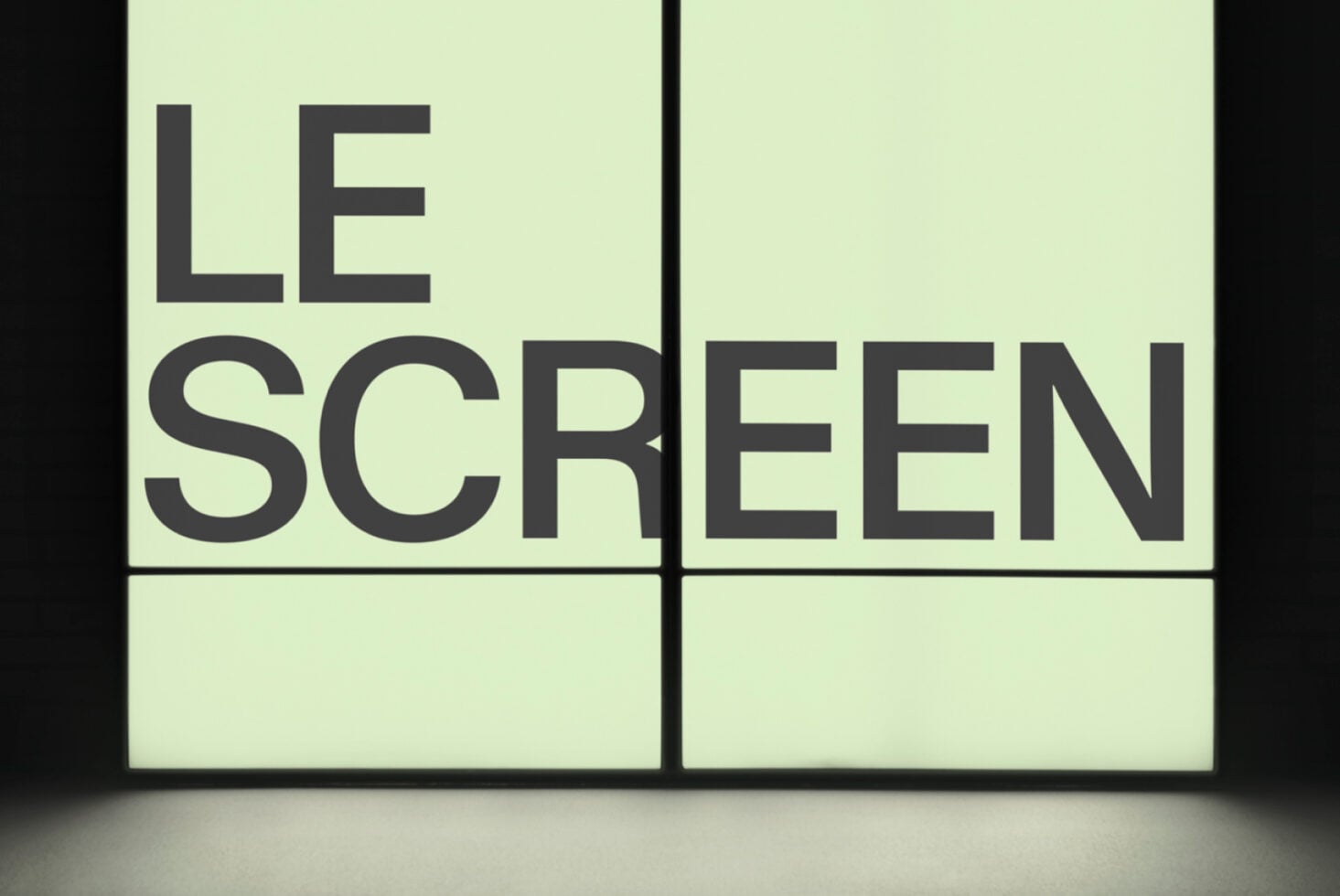 Split screen mockup close up showing pale yellow panels with text