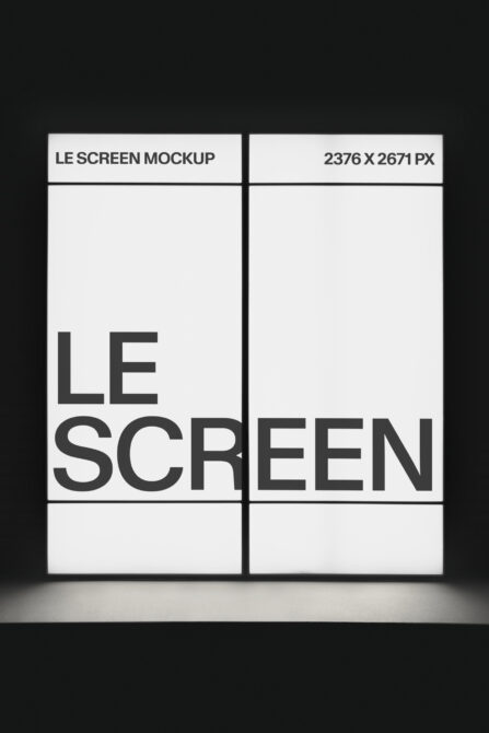 Dual screen mockup with white panels on black background