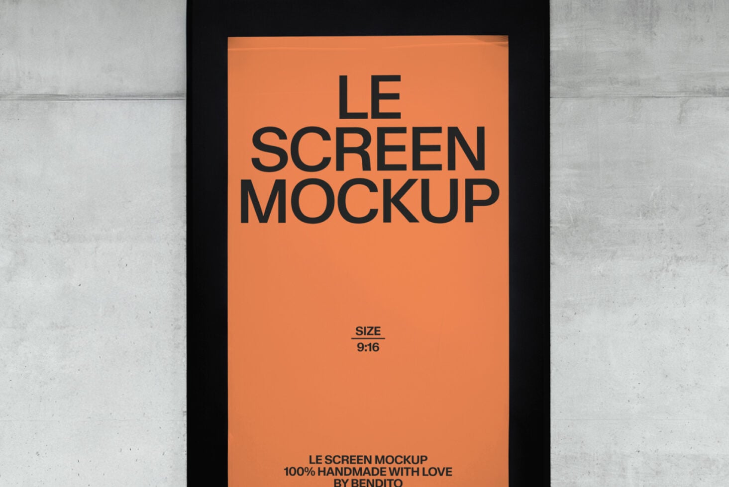 Black stand-alone display with orange screen mockup close-up view