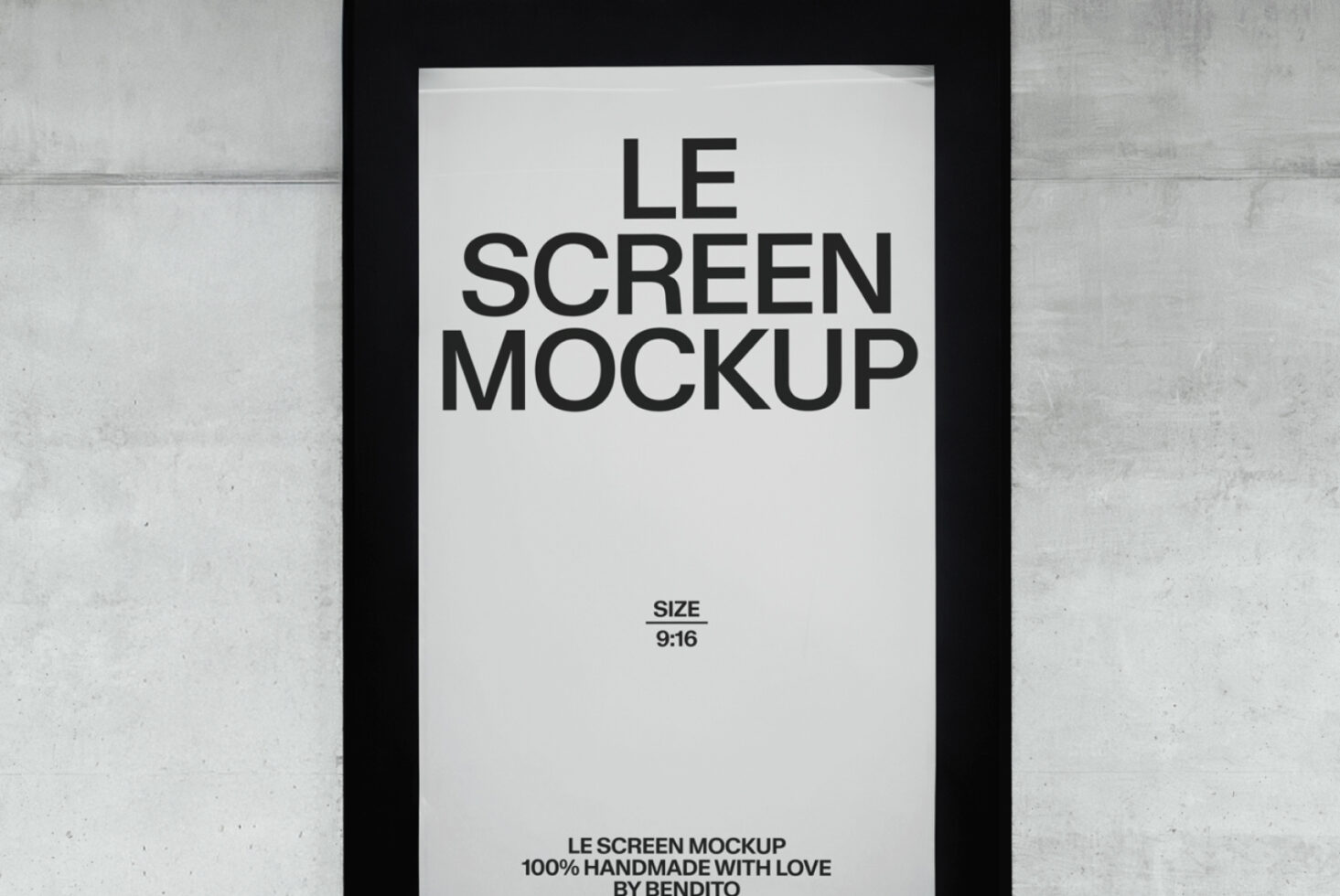 Black stand-alone display with white screen mockup close-up view