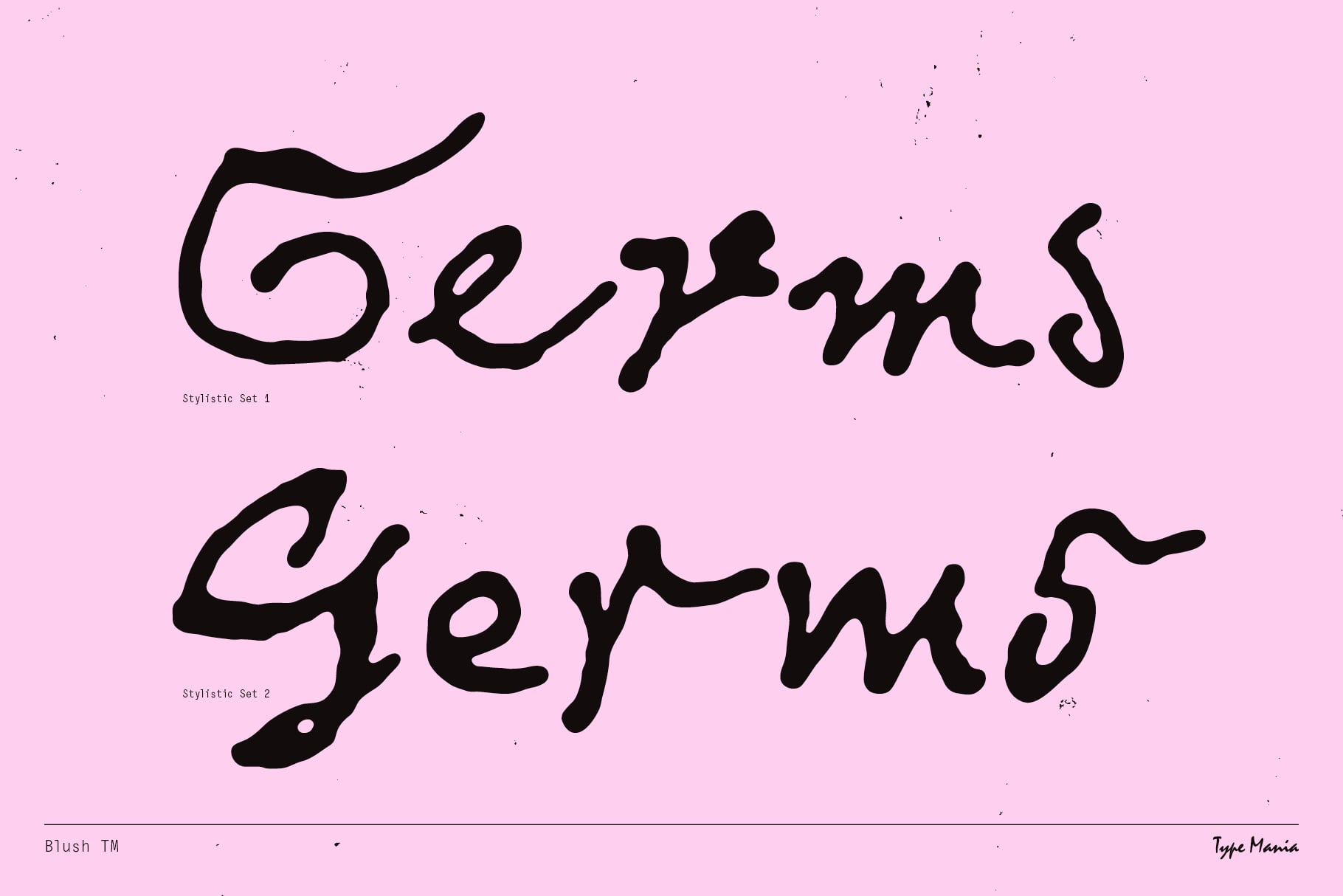 Two versions of Beyond written in black wavy script on pink showing stylistic variations