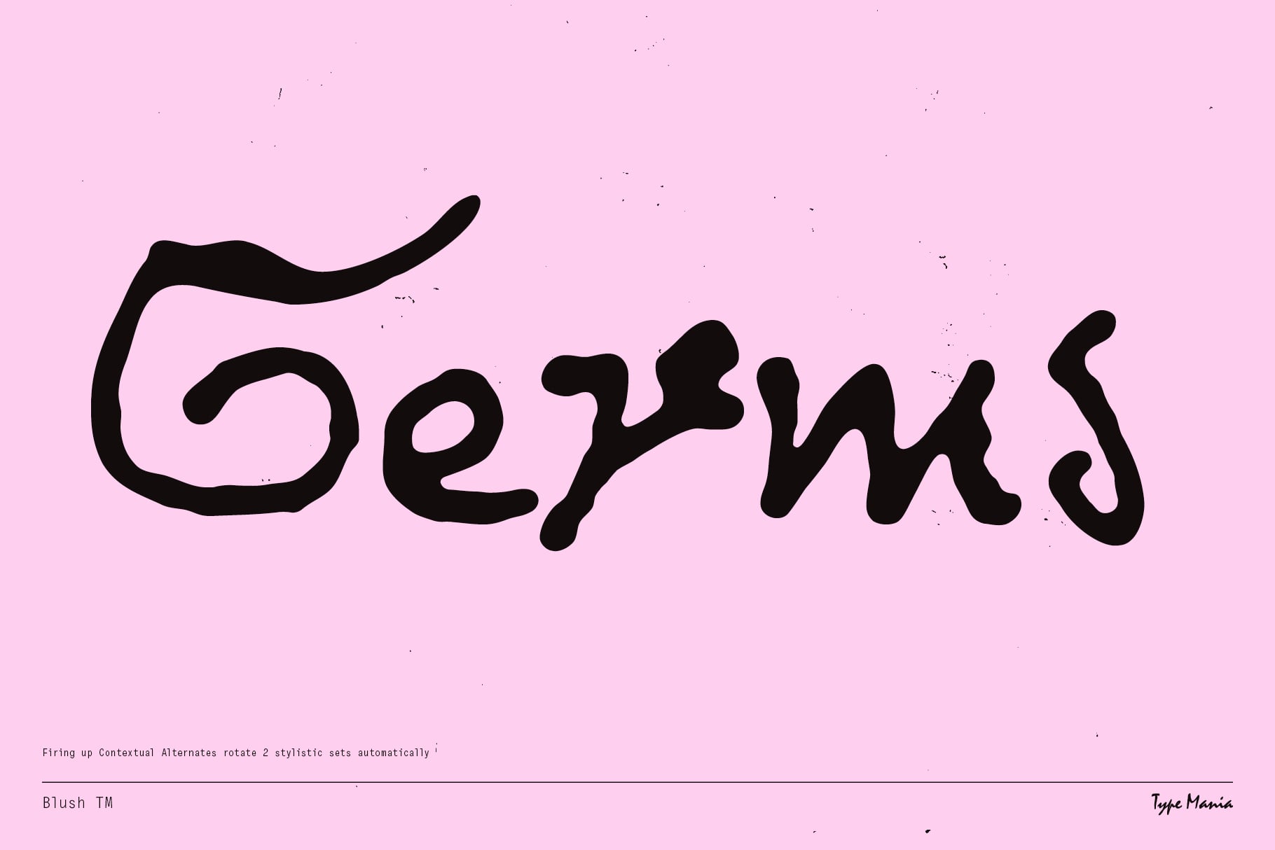 Black wavy handwritten text spelling Beyond on bright pink backdrop