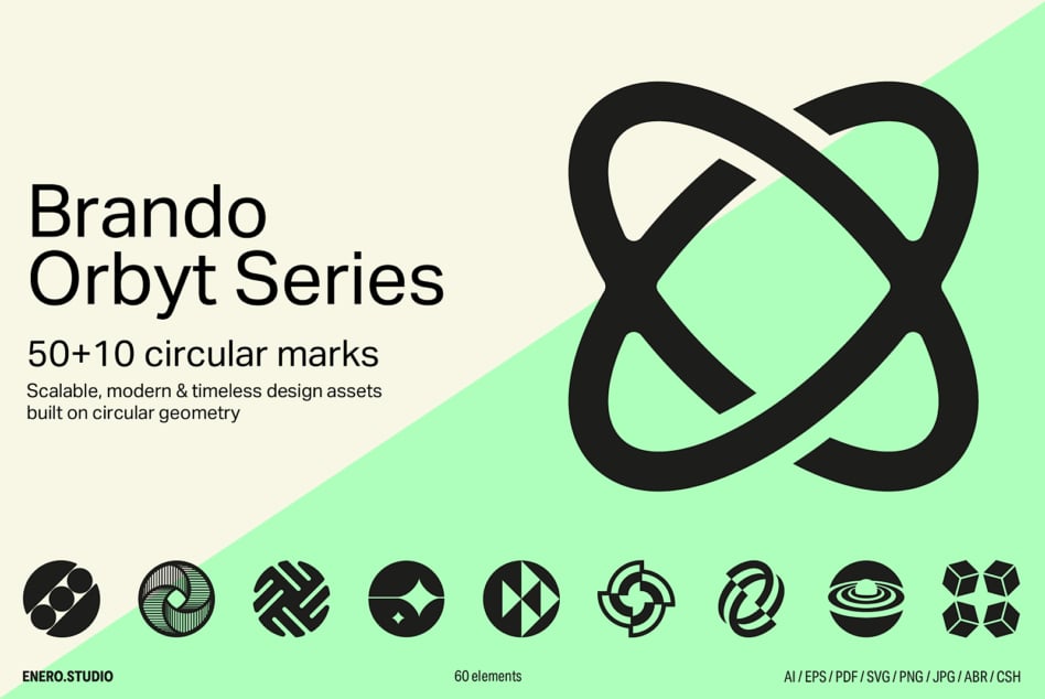Brando Orbyt Series cover with large black interlocking symbol on mint green