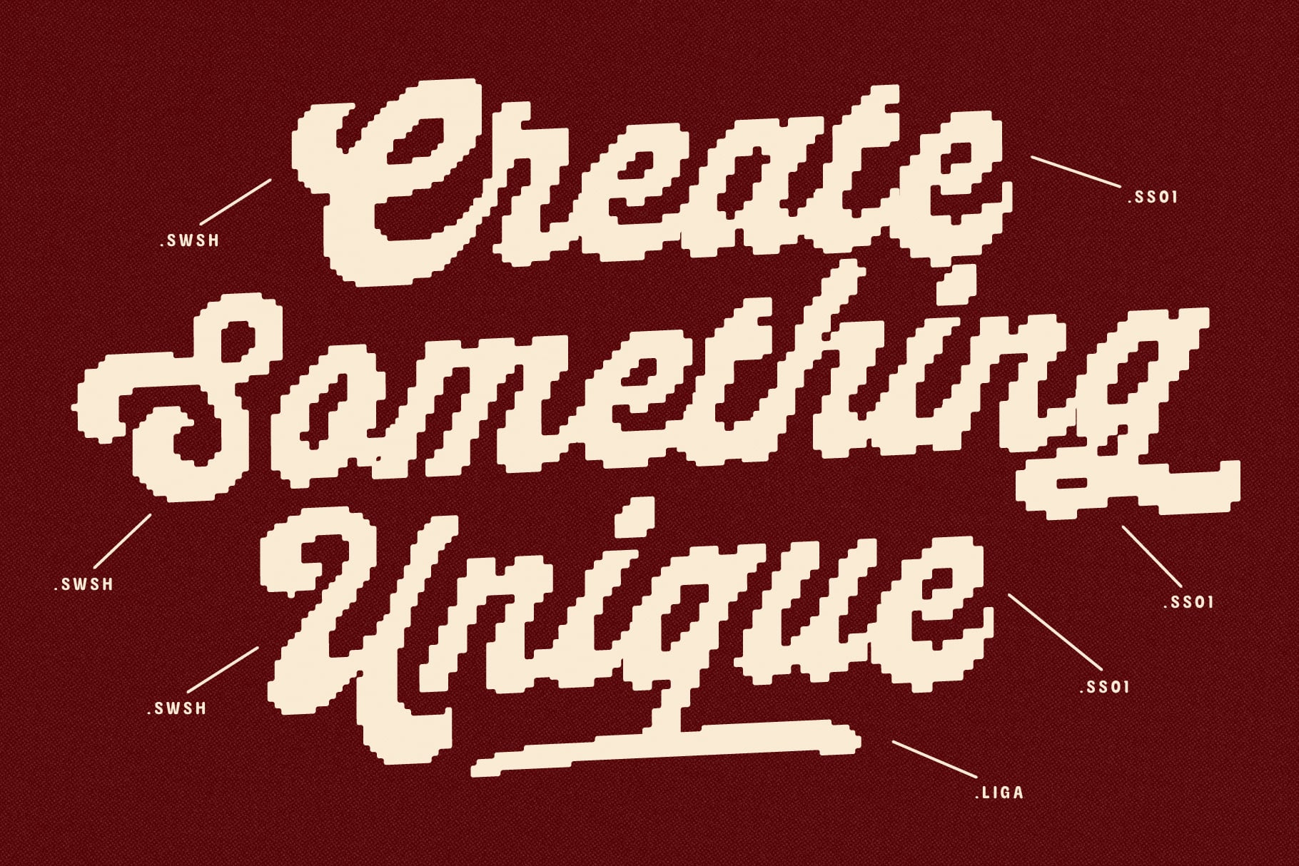 Three-line chunky pixel typography saying Creep Sweetly, Zipping with file extensions