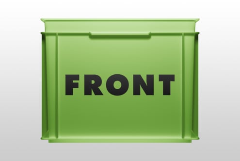 Single bright green drawer mockup with black FRONT text centered