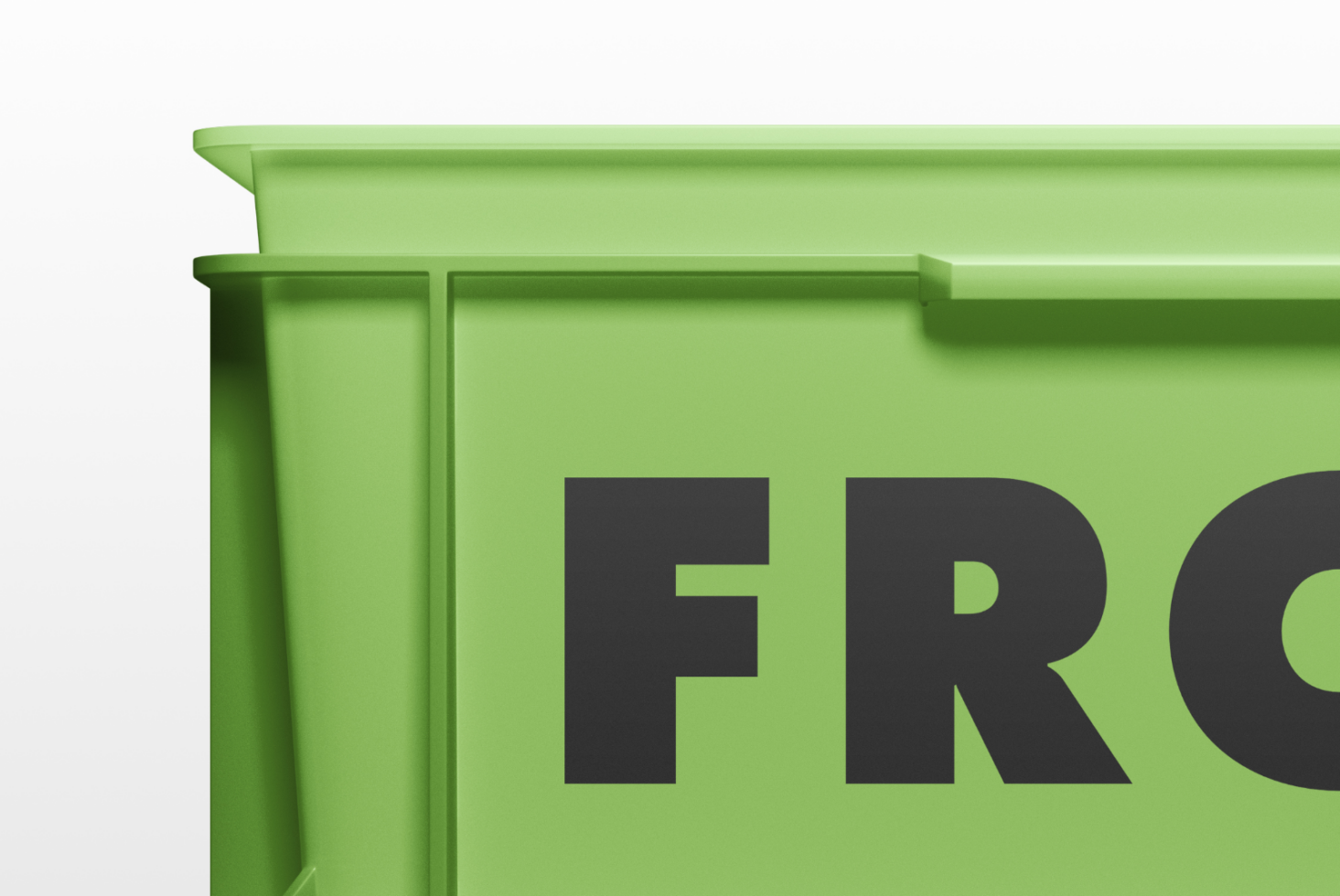 Single bright green drawer mockup with partial black text visible
