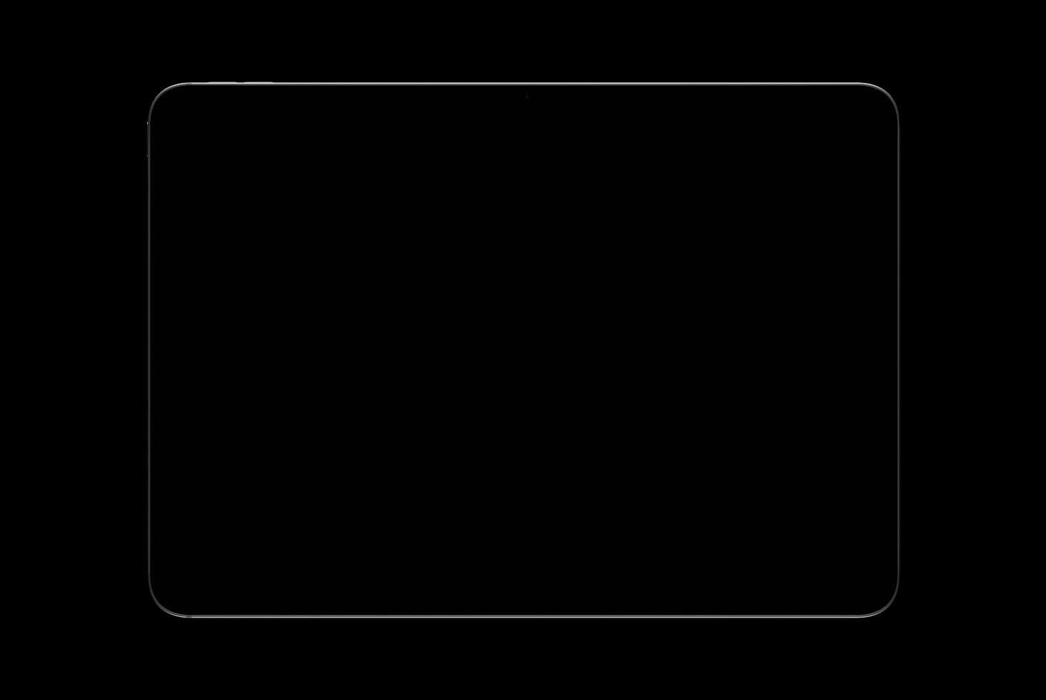 Landscape tablet mockup blank screen with rounded borders on black
