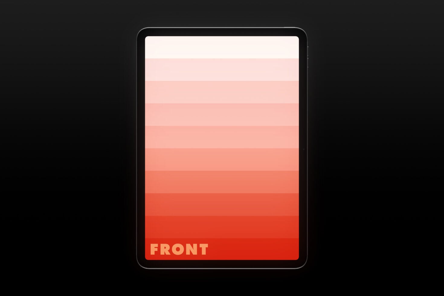 Tablet mockup showing coral gradient from white to red