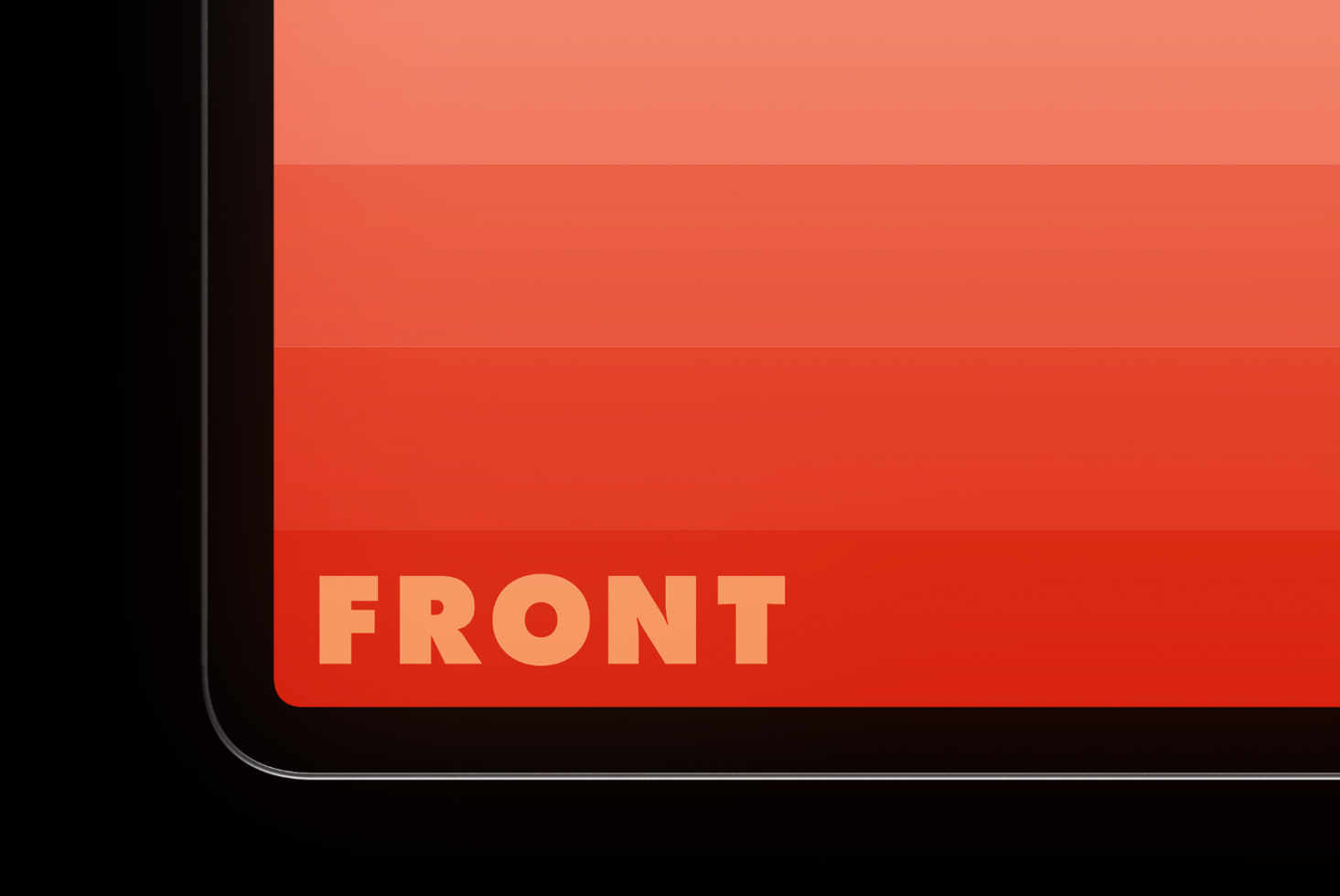 Tablet corner closeup with gradient from coral to white