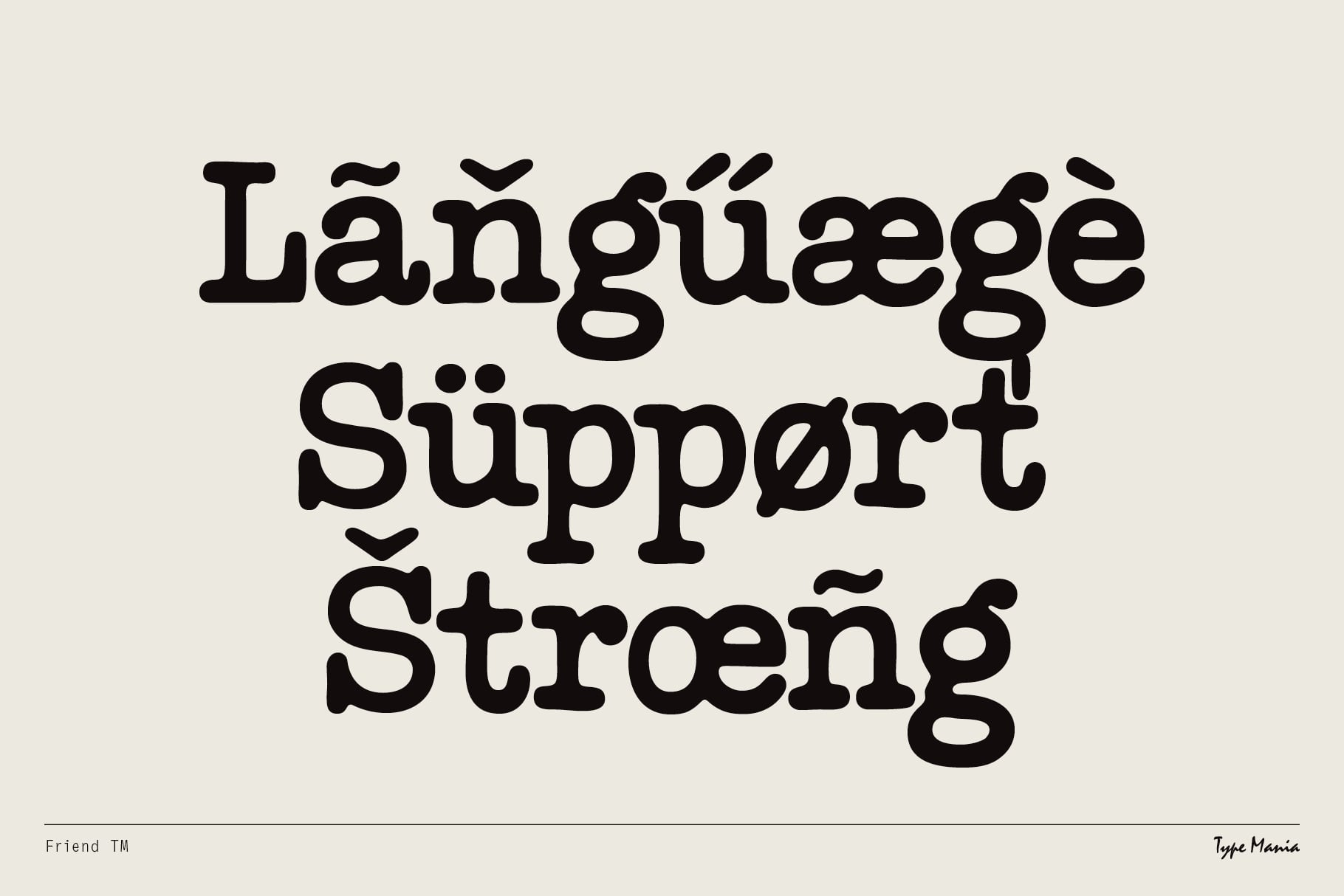 Language Support String text in chunky serif font on cream