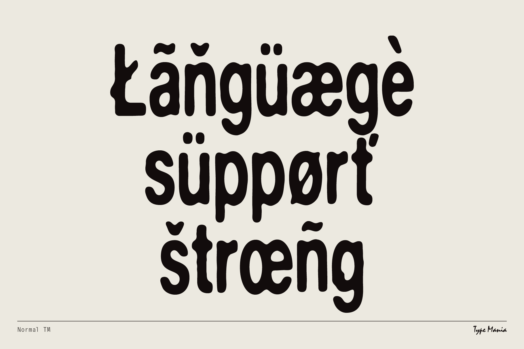 Black text on cream background reading language support strengths with wavy letterforms