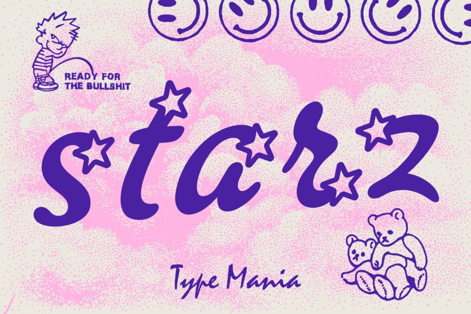 Slick 2 on pink grainy background with smiley faces, cartoon characters, Starz font