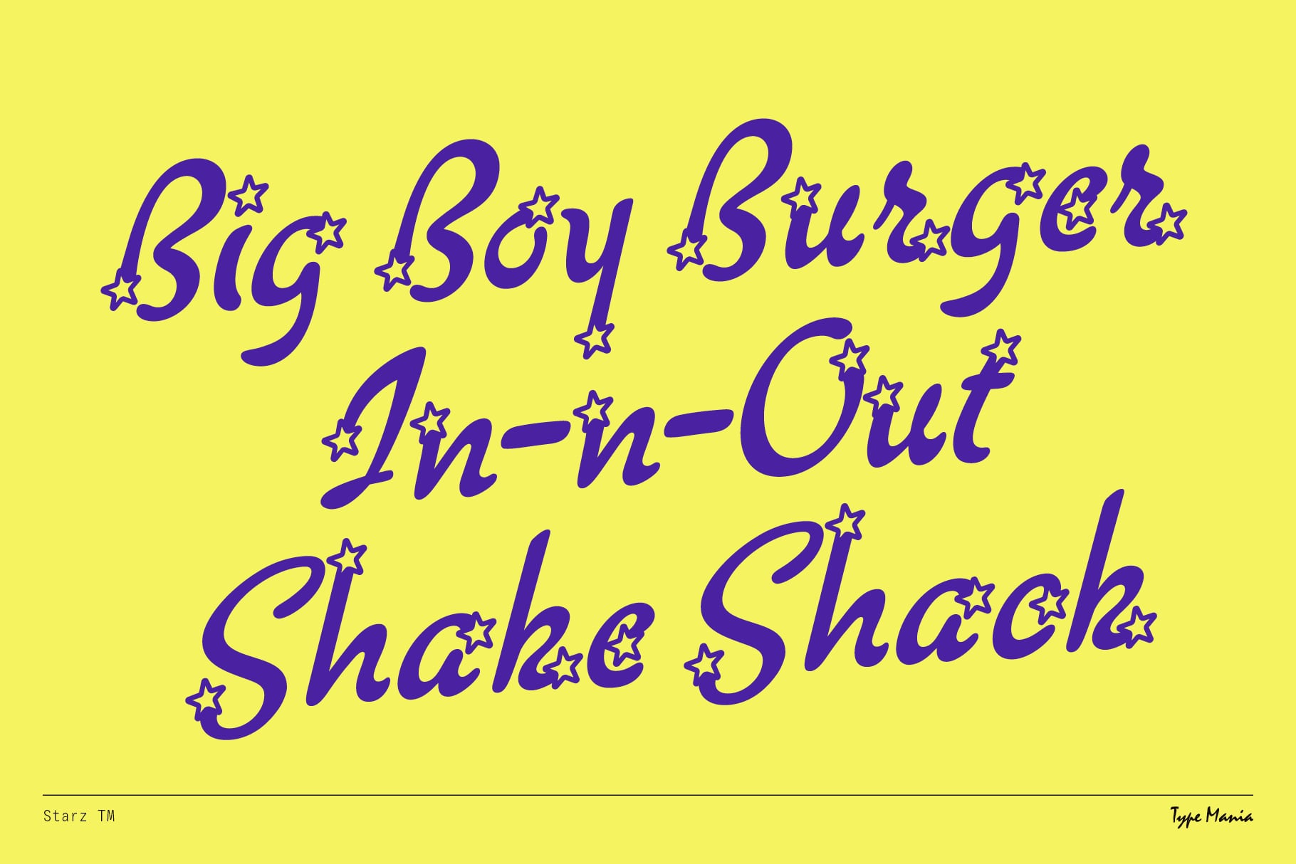 Big Boy Burger In-n-Out Shake Shack text on bright yellow background