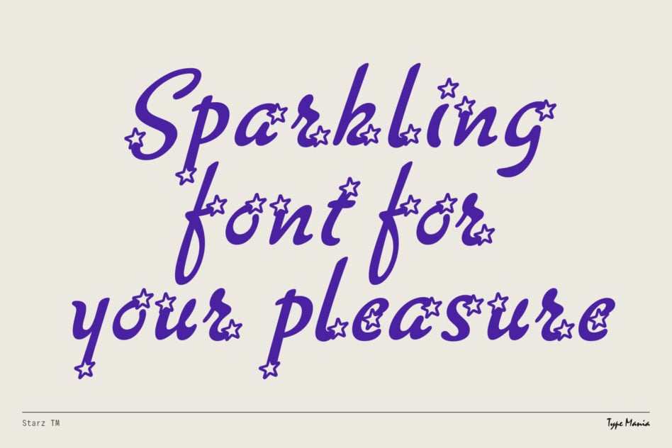 Sparkling Font For Your Pleasure in blue cursive with scattered stars throughout