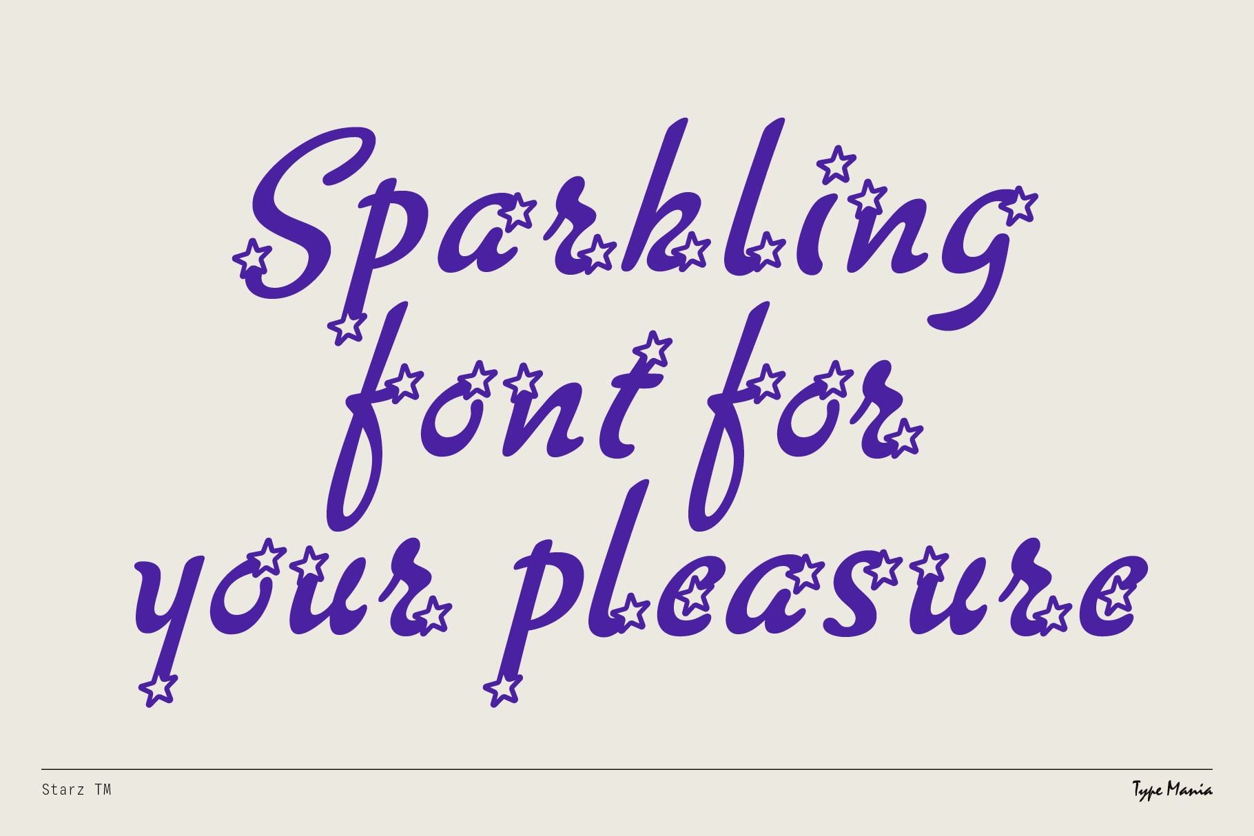 Sparkling Font For Your Pleasure in blue cursive with scattered stars throughout