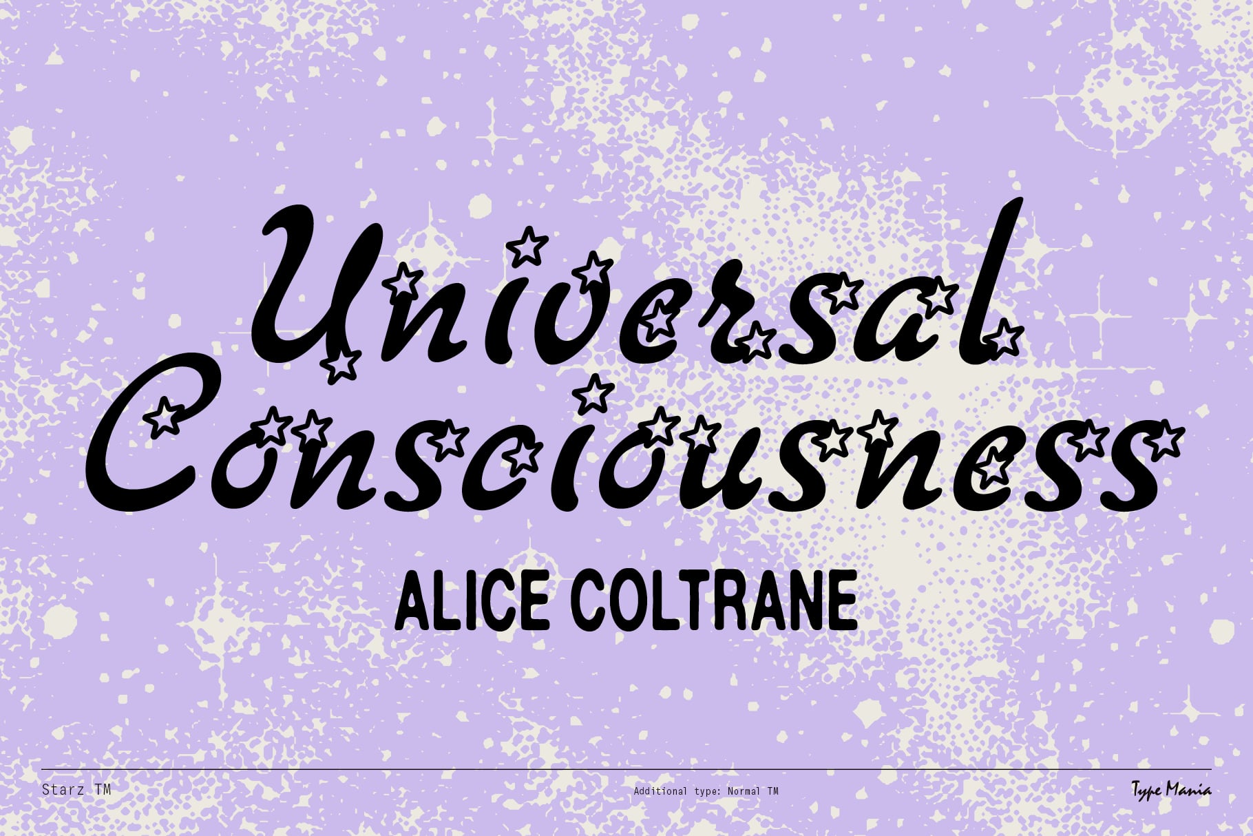 Universal Consciousness Alice Coltrane title over glittery purple texture