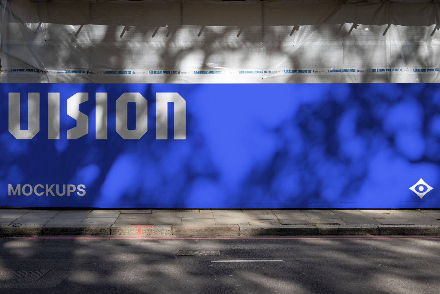 Large storefront window displaying UISION in metallic letters on bright blue banner