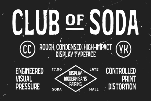 Club of Soda rough display typeface with modern sans pairing info