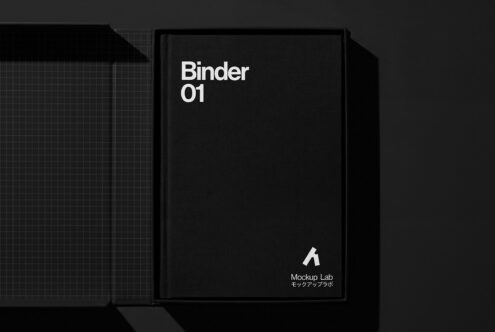 Black binder 01 with white text displayed on dark neutral background