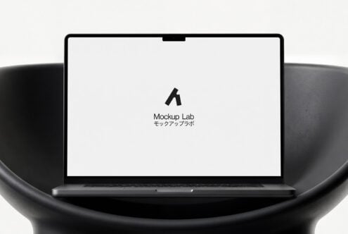 Minimalist laptop display with clean white background mockup