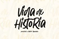 Cream color background, black hand drawn letters spelling vidqa de historikia