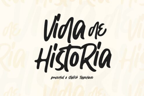 Cream color background, black hand drawn letters spelling vidqa de historikia