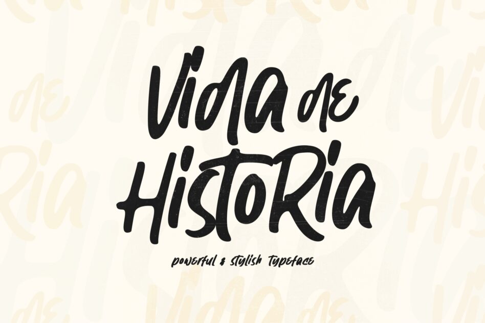Cream color background, black hand drawn letters spelling vidqa de historikia