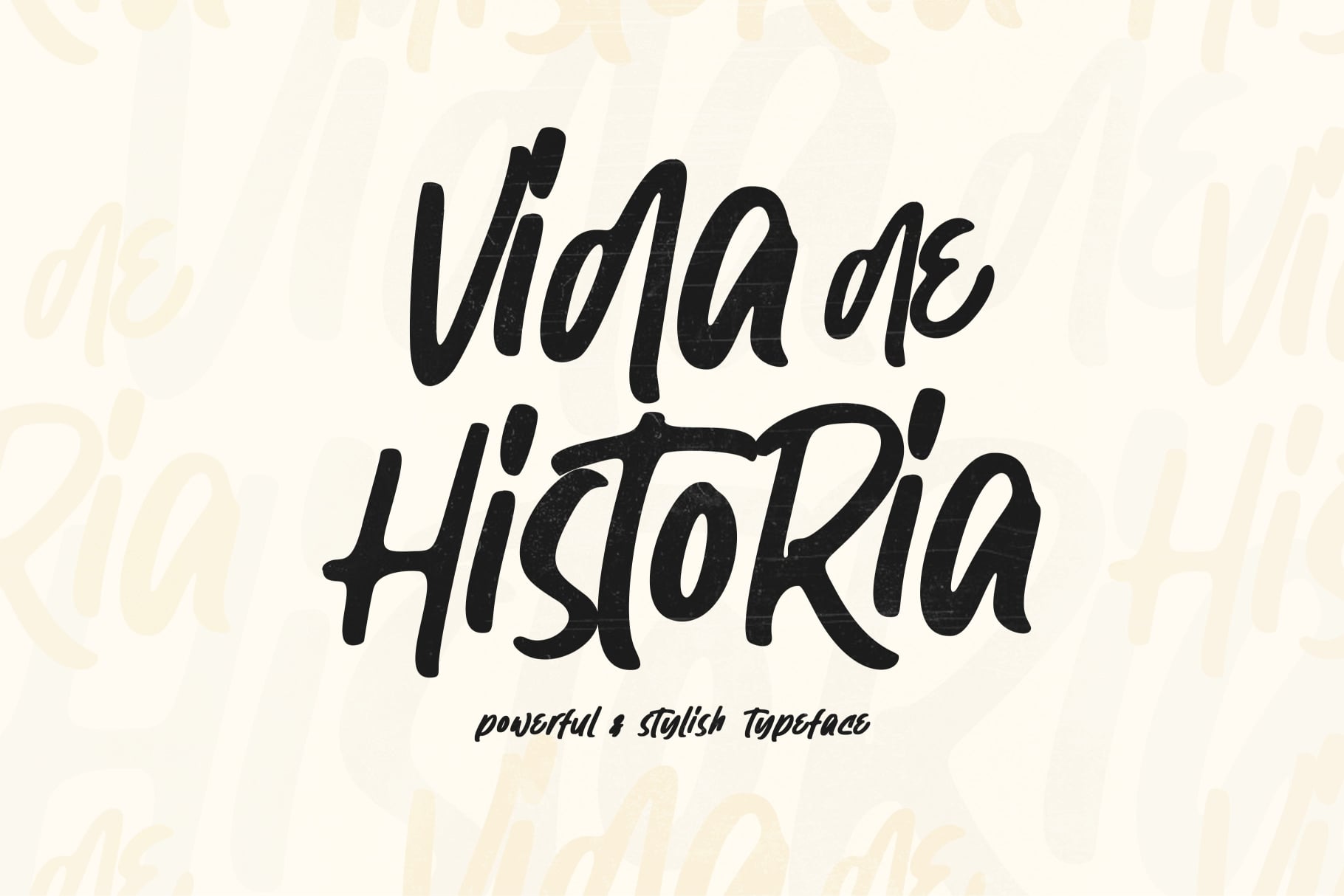 Cream color background, black hand drawn letters spelling vidqa de historikia