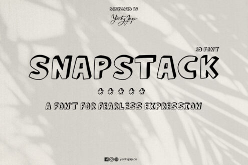 Snapstack 3D font with outlined letters on textured white background