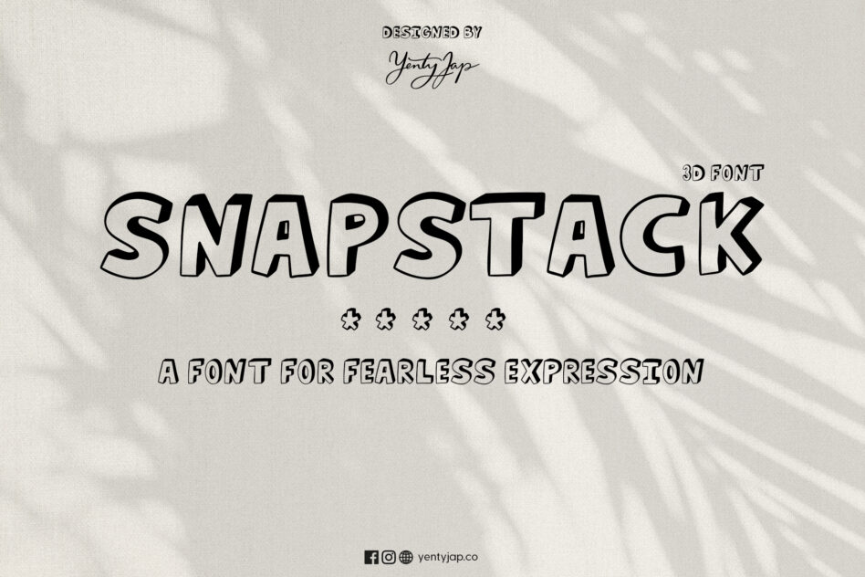 Snapstack 3D font with outlined letters on textured white background