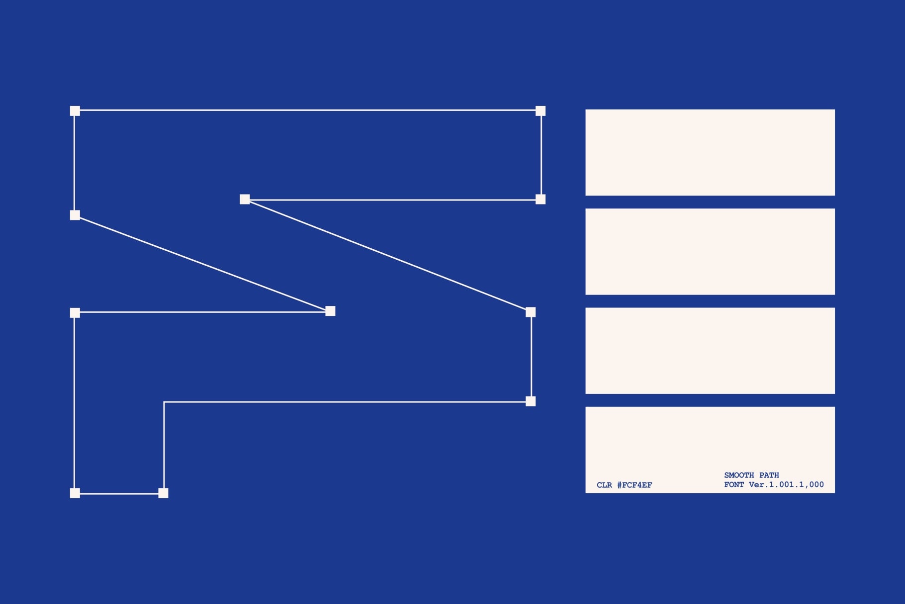 Font specifications diagram with anchor points on blue background