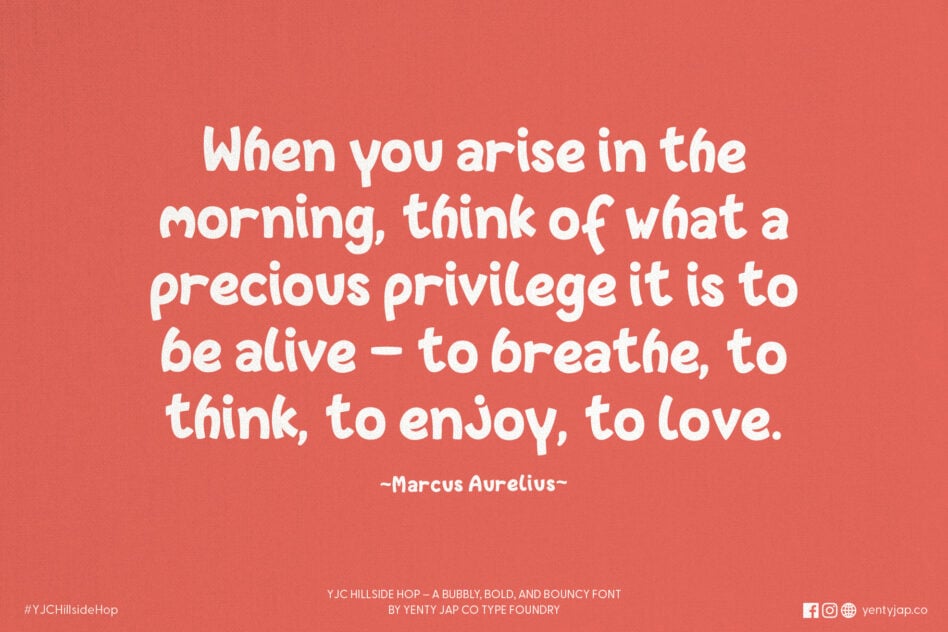 White text on coral background about morning privilege of being alive