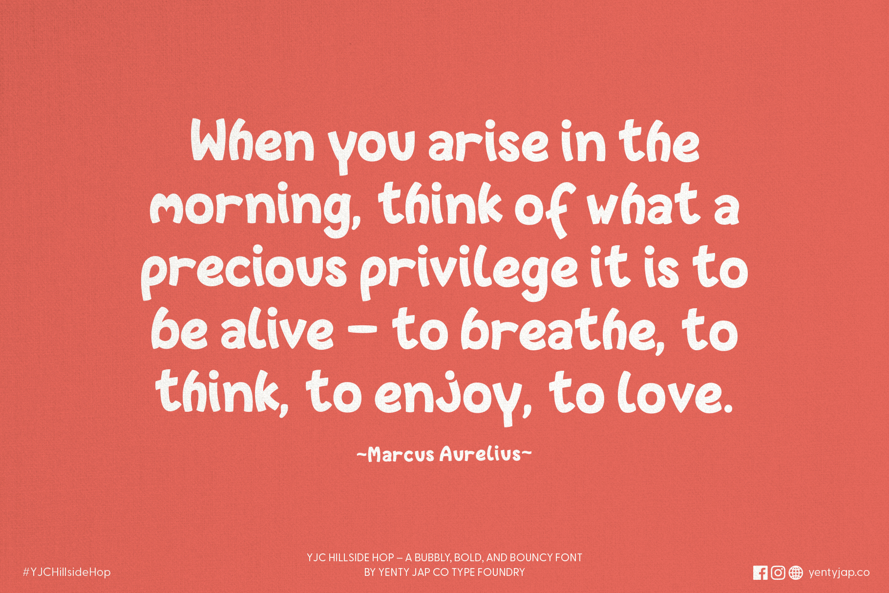 White text on coral background about morning privilege of being alive