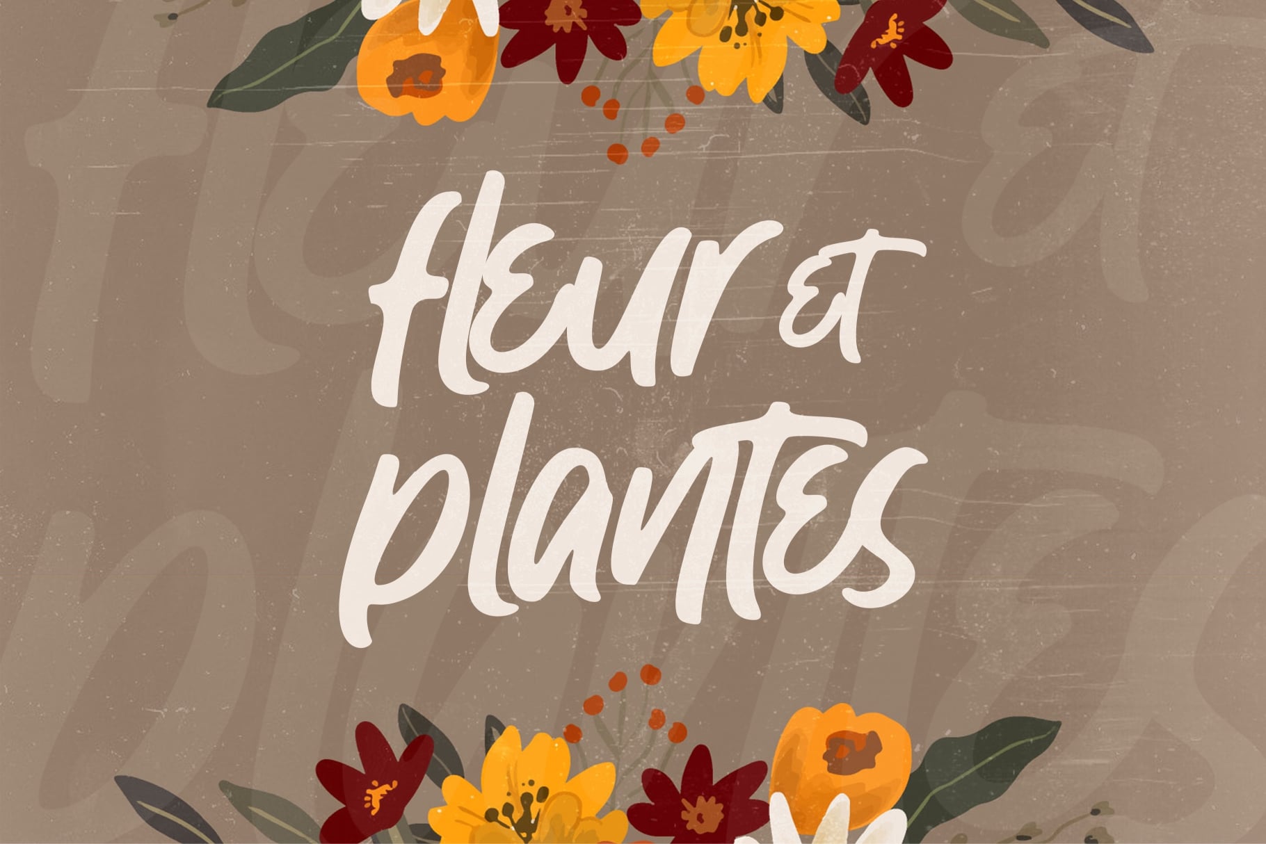 Tan textured background with red orange flowers, white script reads heart plantings