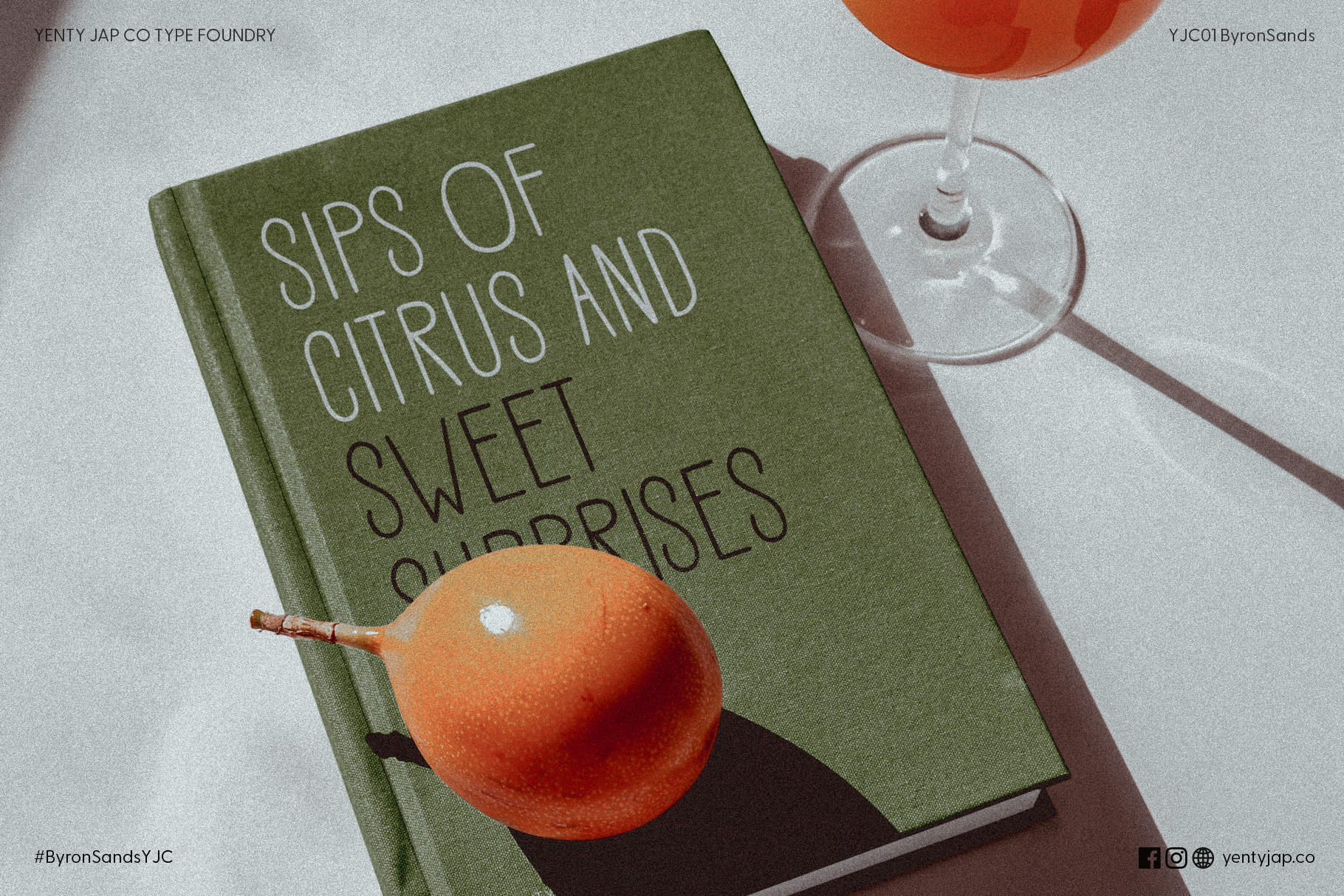 Green book cover with citrus fruit styling Byron Sands typography