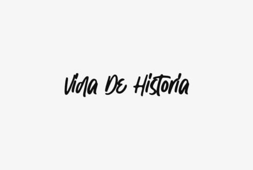 Vida De Historia handwritten script font in black cursive text