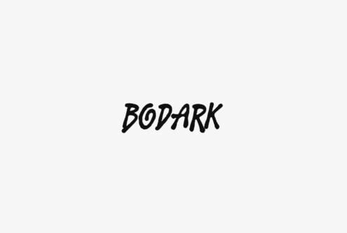 Bodark handwritten text in black marker on light gray background