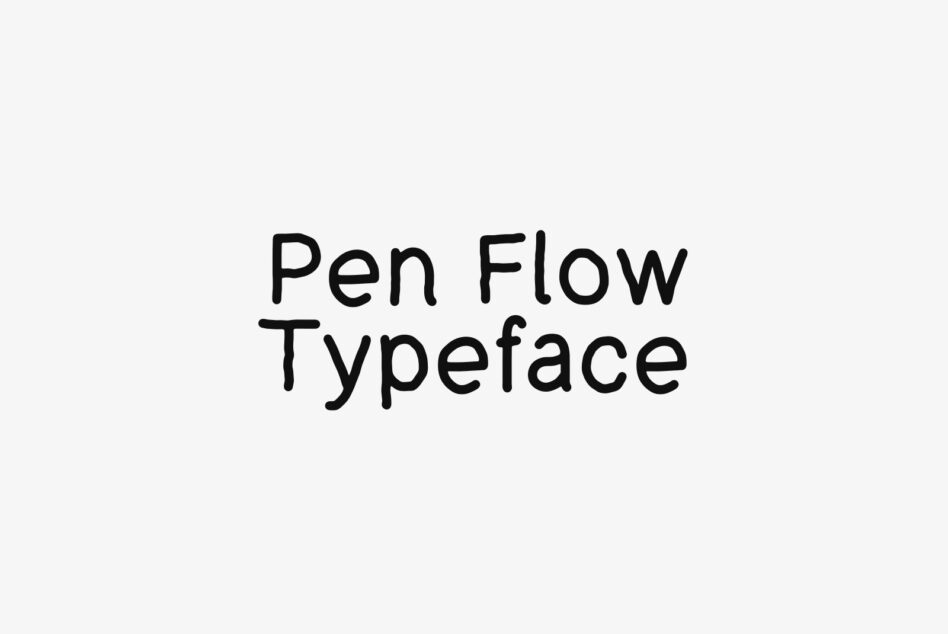 Pen Flow Typeface shown in monospace font on cream background