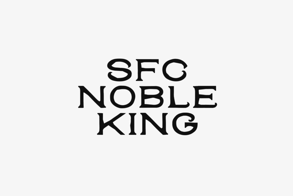 SFG Noble King typeface in bold serif outline style on clean white