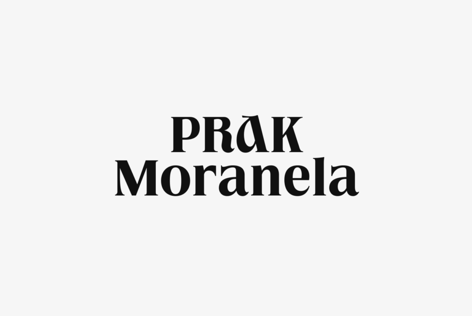 PRAK Moranela serif typeface in black on cream background centered