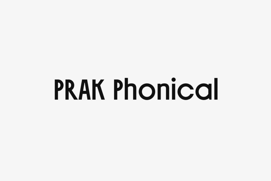 PRAK Phonical typeface in bold black letters on light background