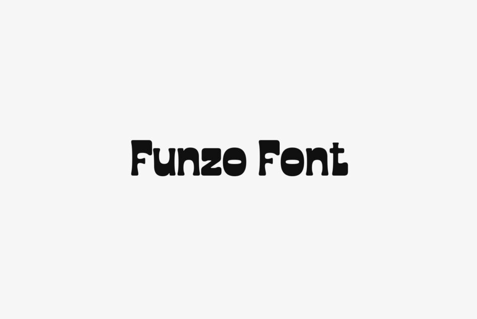 Funzo Font typeface sample in black text on light gray background