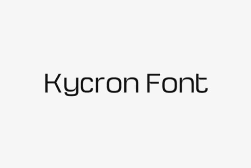 Kycron Font shown in thin geometric sans serif style lettering