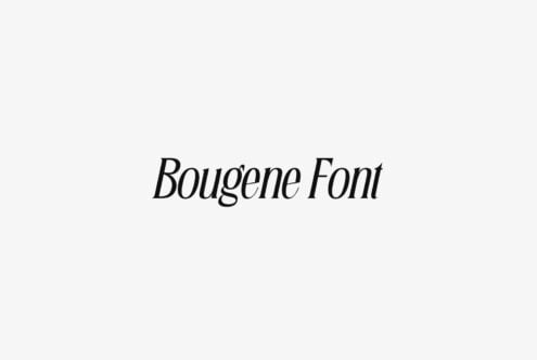 Bougene italic serif font text displayed on plain light background