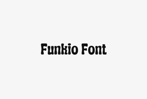Funkio Font displayed in chunky black letters on light gray