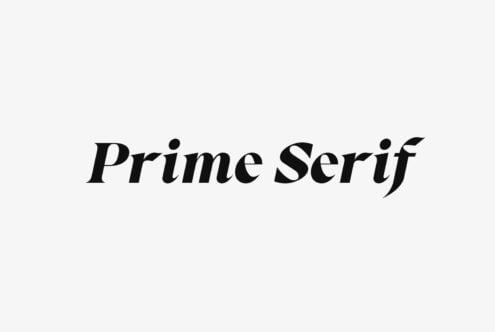 Prime Serif font specimen showing italic serif typeface design