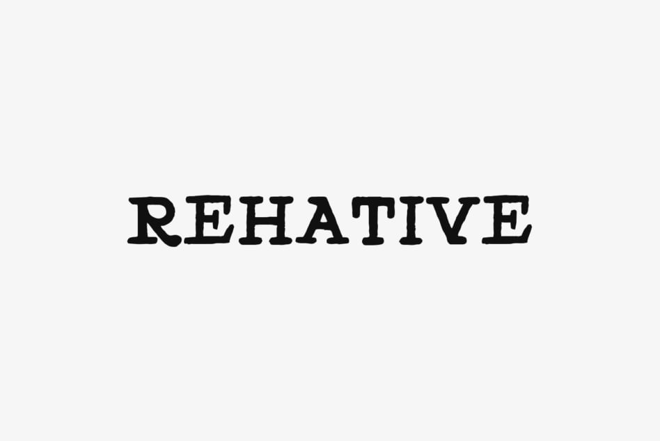 Rehative font displayed in bold slab serif style on neutral background