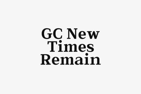 GC New Times Remain in black serif font on cream background