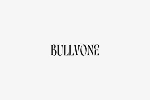Bullvone serif font displayed in black uppercase on cream background